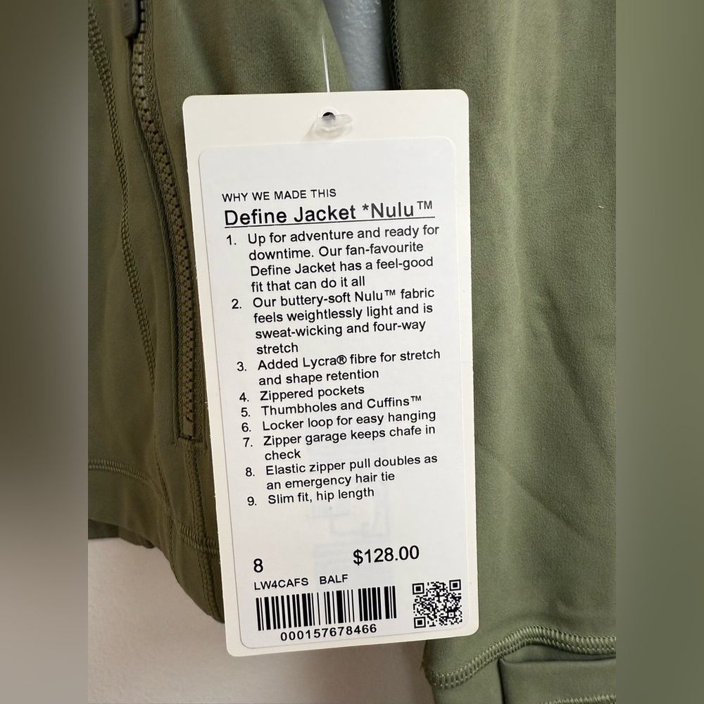 LuluLemon Define Jacket Nulu in Bay Leaf - Picture 4 of 5